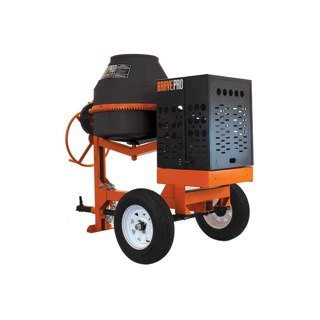 Brave Pro Gas Concrete Mixer 9 Cu Ft Poly Drum, Honda GX270