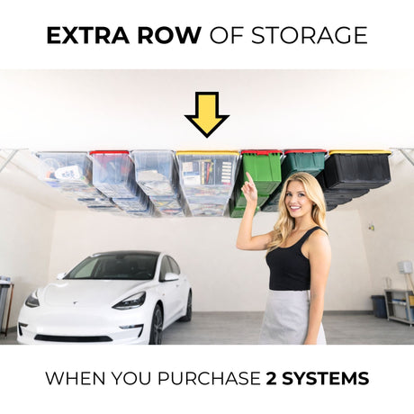 E-Z Garage Storage Tote Slide™ Pro — Overhead Ceiling Storage for 9 to 15 Totes