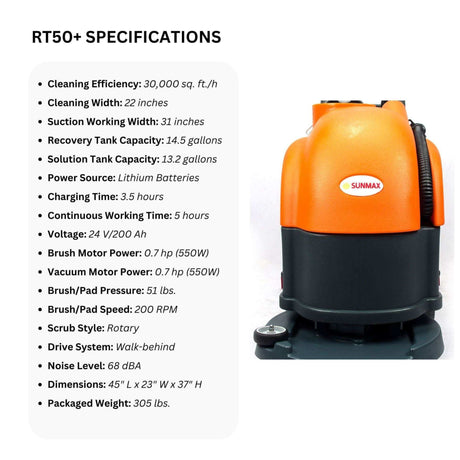 Sunmax RT50+ 22" Battery-Powered Floor Scrubber