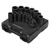 SUNEX 3/4" Drive SAE 6-Point Deep Impact Socket Set, 14-Piece