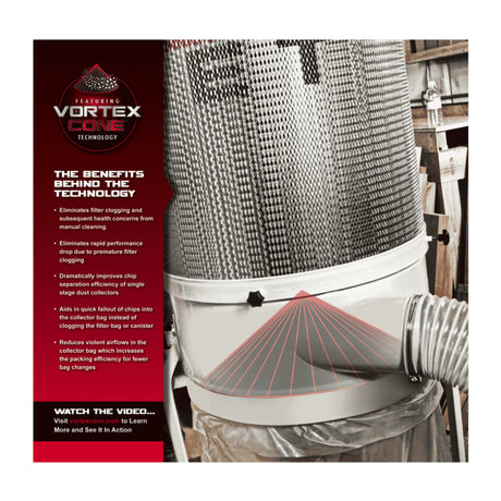 JET DC-1100VX-BK Dust Collector, 1.5 HP 115/230V, 30-Micron Bag Kit