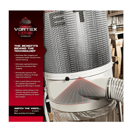 JET DC-1200VX-CK1 Dust Collector, 2 HP 230V, 2-Micron Canister