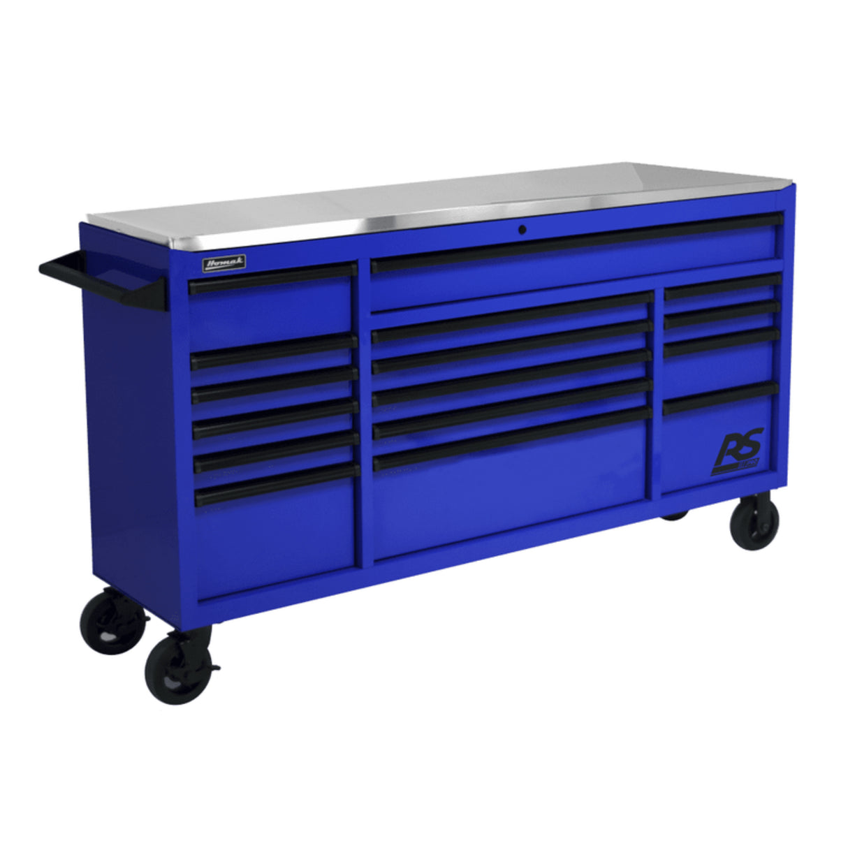 Homak RS Pro 72" Roller Cabinet — 16 Drawer, Stainless Steel Top