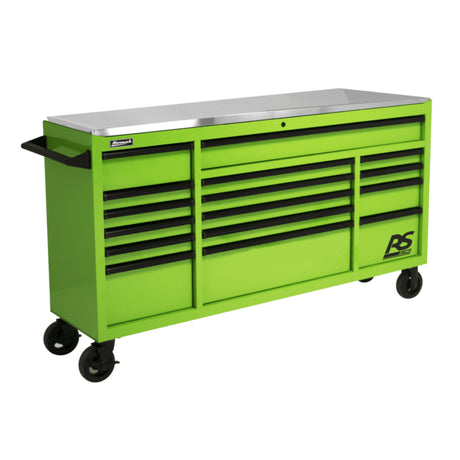 Homak RS Pro 72" Roller Cabinet — 16 Drawer, Stainless Steel Top