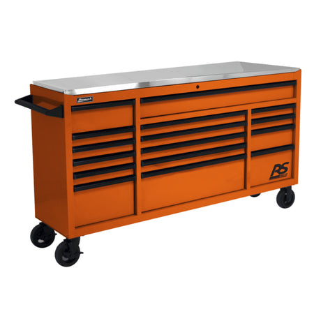 Homak RS Pro 72" Roller Cabinet — 16 Drawer, Stainless Steel Top