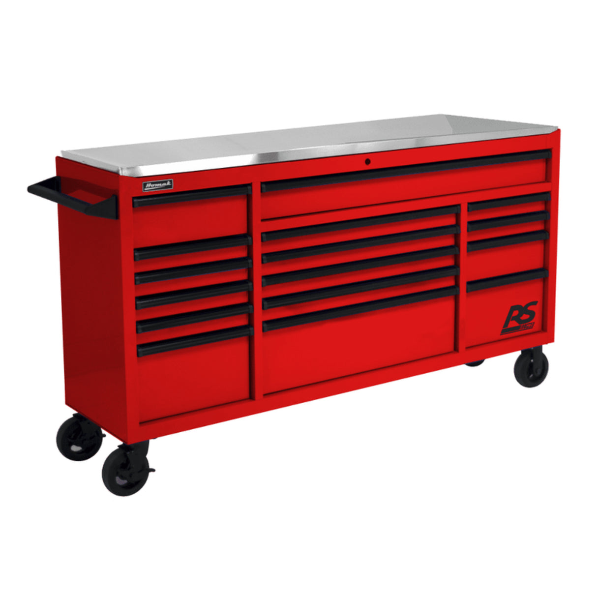 Homak RS Pro 72" Roller Cabinet — 16 Drawer, Stainless Steel Top