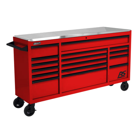 Homak RS Pro 72" Roller Cabinet — 16 Drawer, Stainless Steel Top