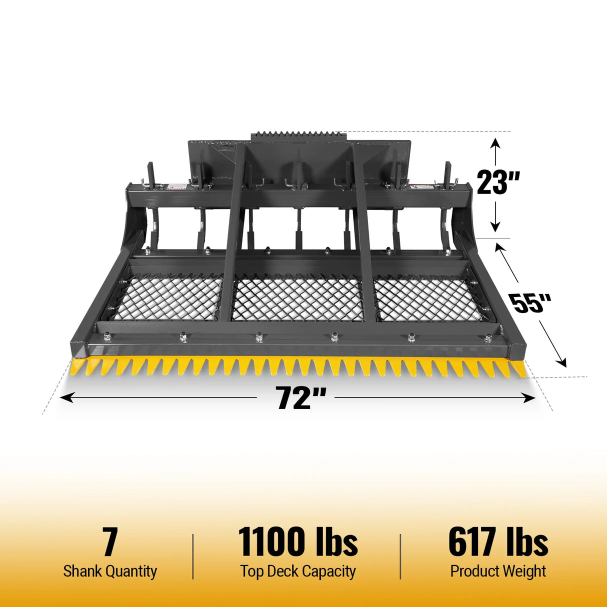 MechMaxx 72" Skid Steer Land Plane with 7 Adjustable Scarifier Shanks