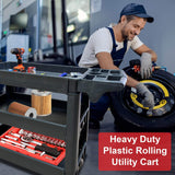 Sunmax SC2500/SC3500 Heavy Duty Rolling Utility Service Cart, HDPE Shelves, 5" Caster Wheels