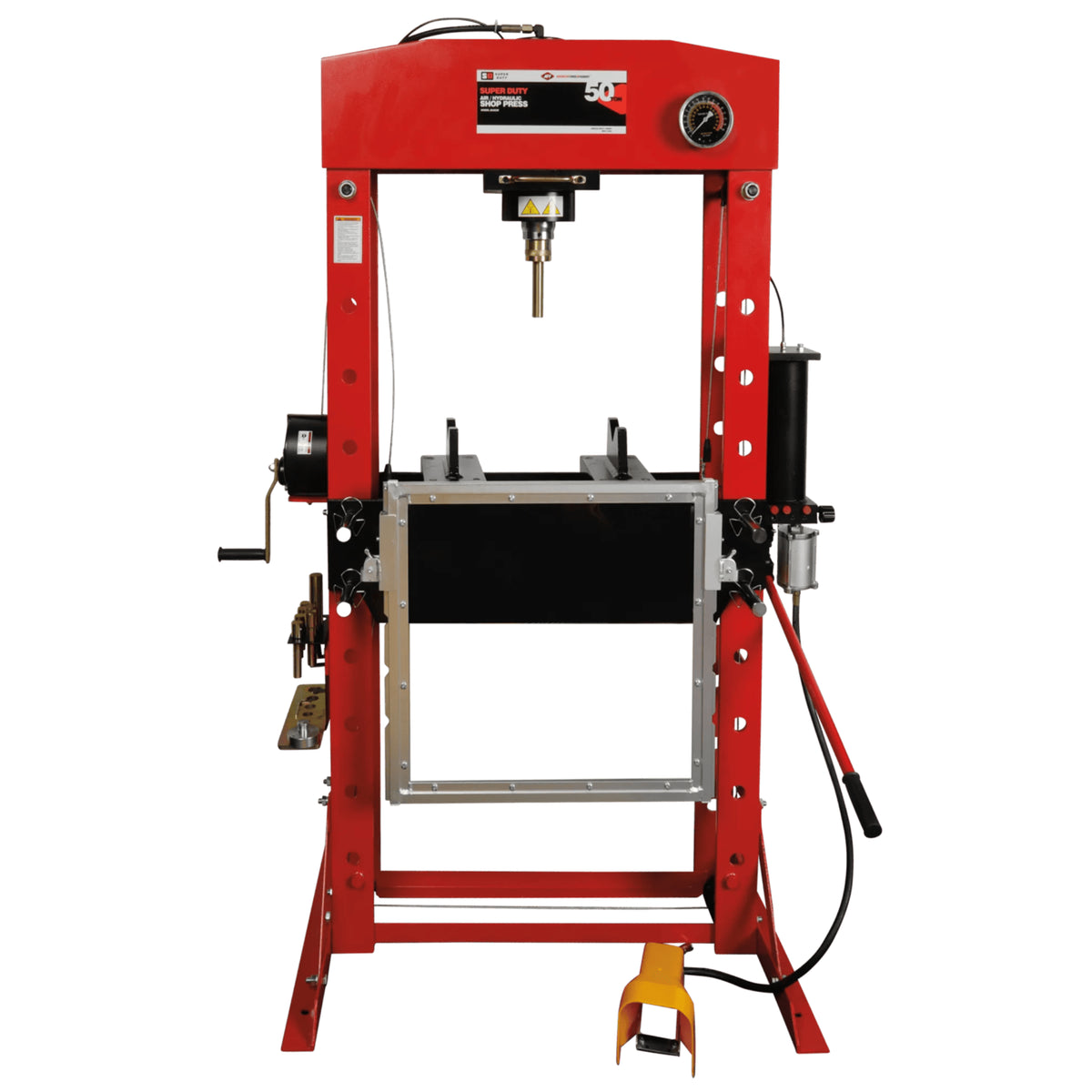 AFF 50-Ton Super-Duty Shop Press with Dual Air Motor & Cable Winch