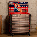 SUNEX Rosie the Riveter 39" 6-Drawer Premium Service Cart, 600 lb Capacity
