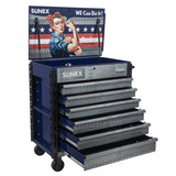 SUNEX Rosie the Riveter 39" 6-Drawer Premium Service Cart, 600 lb Capacity
