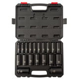 SUNEX 1/2" Drive SAE 6-Point Deep Impact Socket Set, 19-Piece