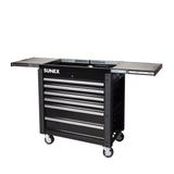 SUNEX 6-Drawer Slide Top Service Cart with Power Strip, Black, 650 lb Capacity