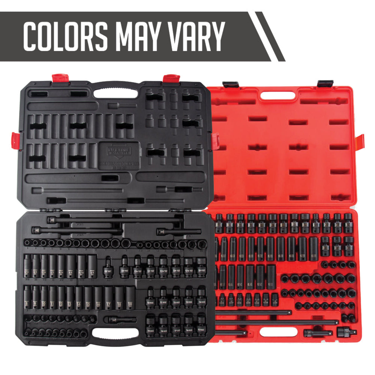 SUNEX 80-Piece 3/8" Drive SAE & Metric Master Impact Socket Set, Standard/Deep/Universal