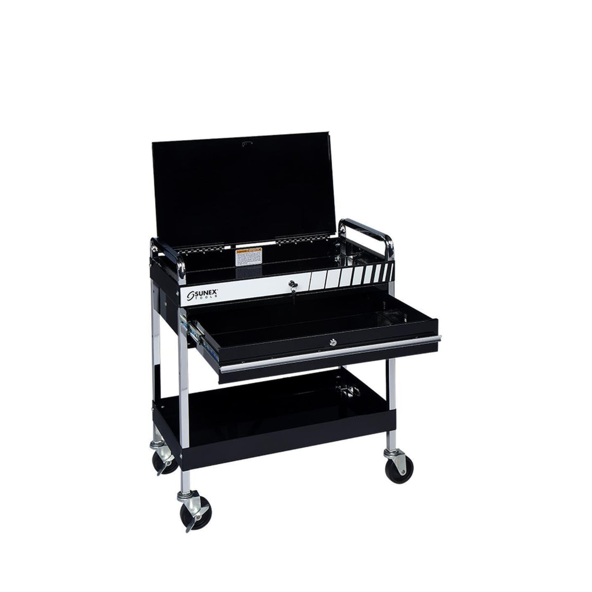 SUNEX Service Cart with Locking Top and Locking Drawer, 350 lb Capacity