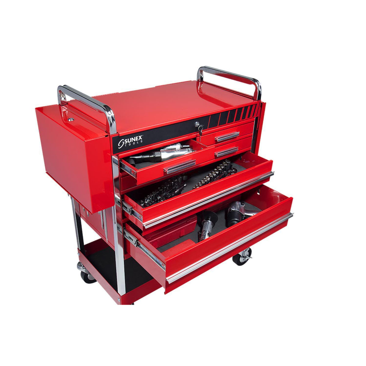 SUNEX Heavy Duty 5-Drawer Service Cart, 500 lb Capacity