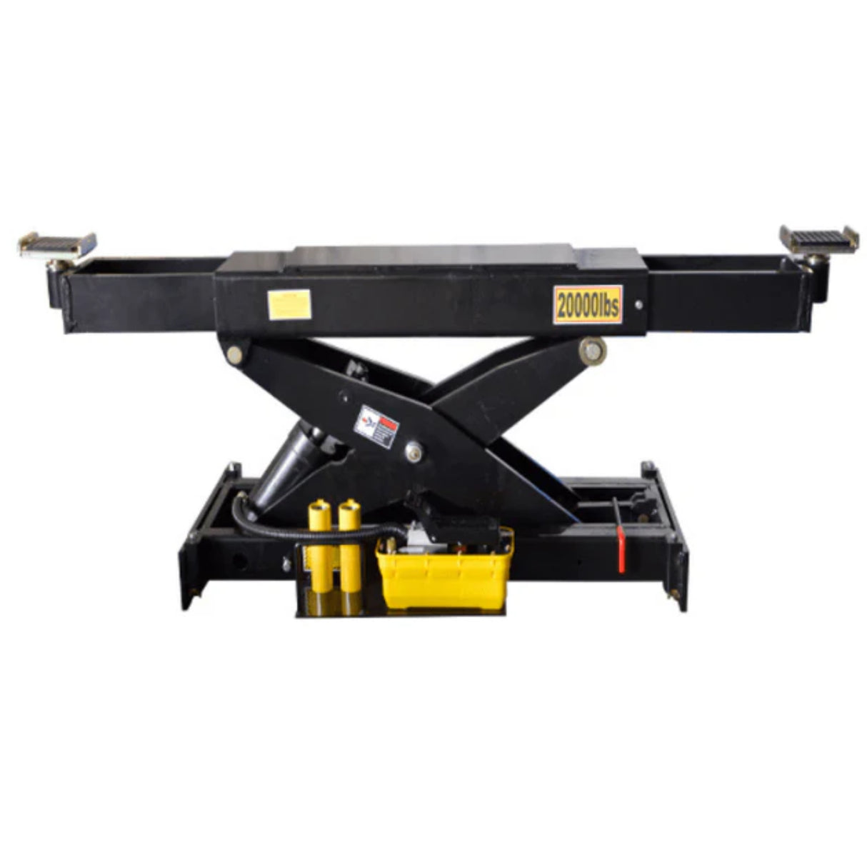 AMGO RJ-20A Pneumatic Rolling Bridge Jack – 20,000 lb Air/Hydraulic Wheels-Free Jack for 4-Post & Scissor Lifts, with 3″ & 6″ Adapters