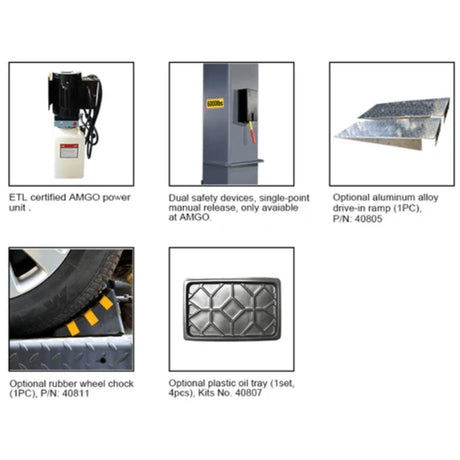AMGO SPL-6 Single-Post Parking Lift – 6,000 lb Space-Saving Car Storage Lift