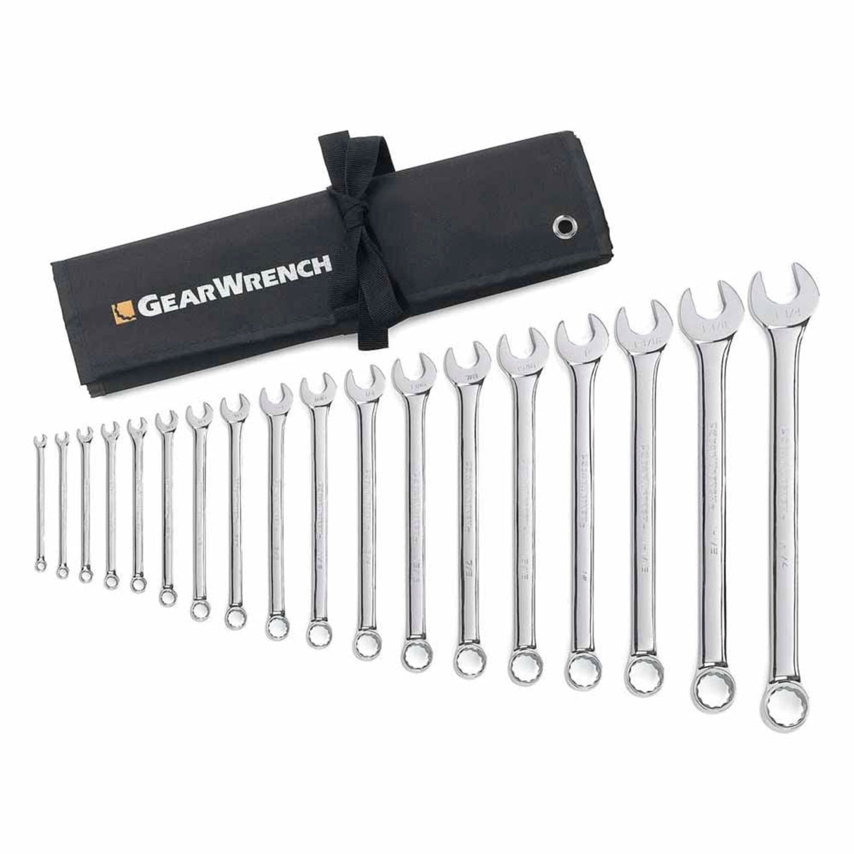 GearWrench 81917 18-Pc 12-Point Long Pattern Combination Wrench Set — SAE 1/4" to 1-1/4"