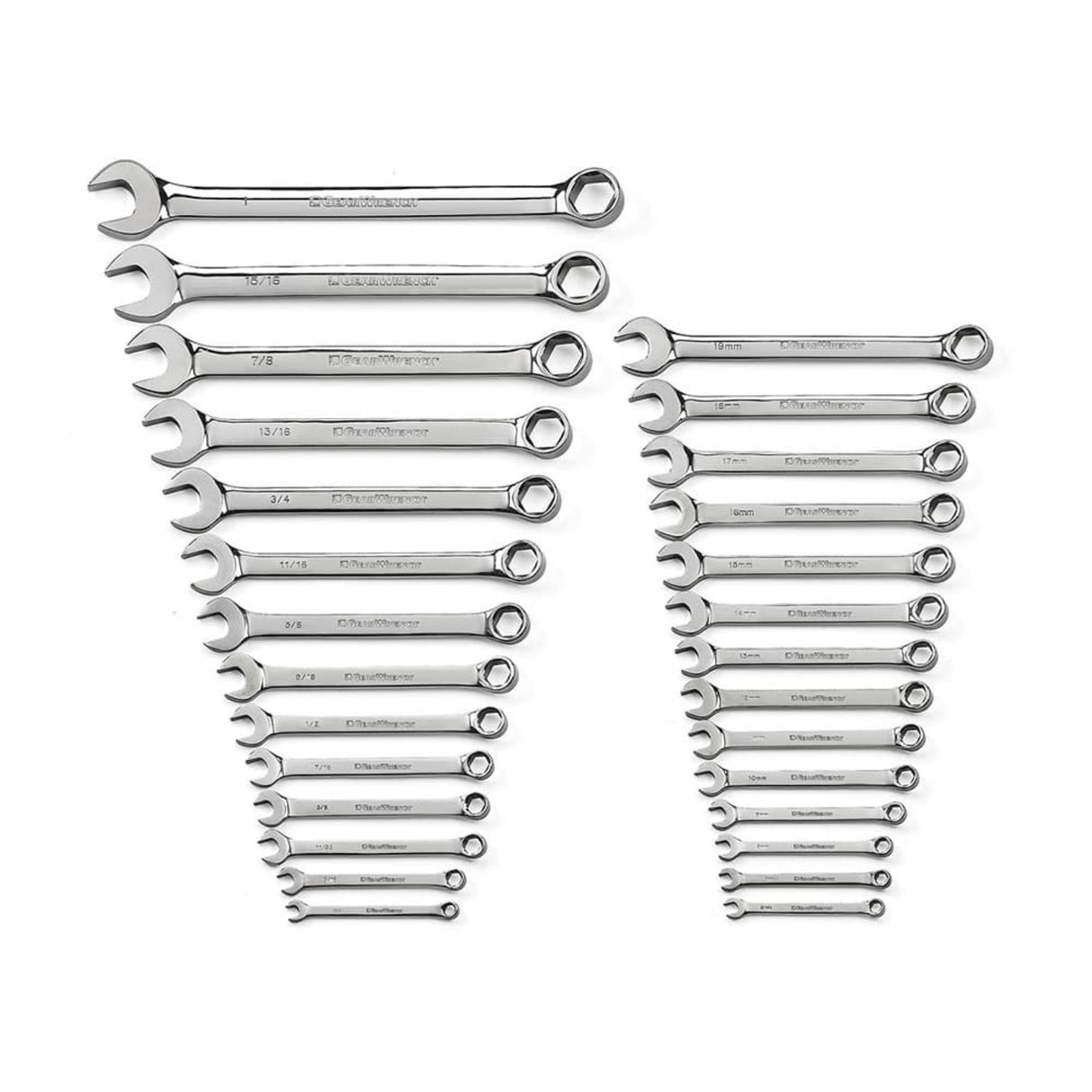 GearWrench 81923 28-Pc 6-Point Combination Wrench Set — SAE 1/4"-1" & Metric 6-19mm