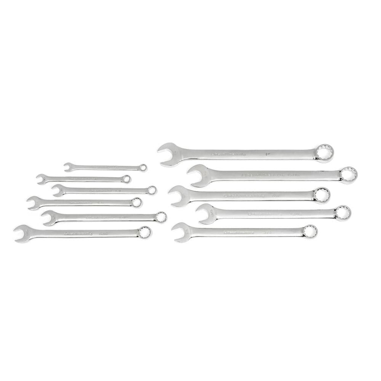 GearWrench 81934 11-Pc 12-Point Long Pattern Combination Wrench Set — SAE 3/8" to 1", Tool Roll