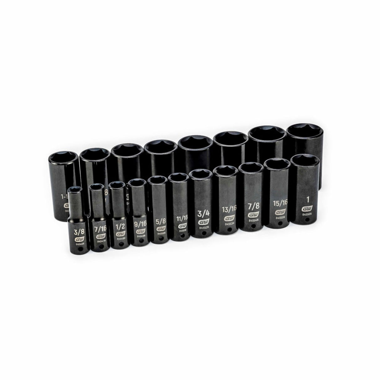 GearWrench 84934N 19-Pc 1/2" Drive 6-Point Deep SAE Impact Socket Set