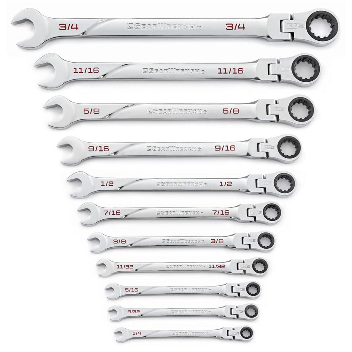 GearWrench 86247 11-Pc 120XP Universal Spline XL Flex Head Ratcheting Wrench Set — SAE