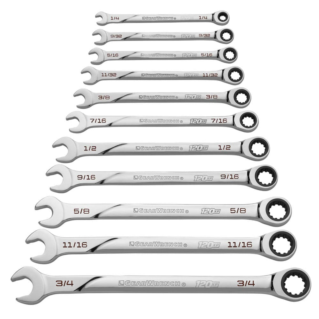 GearWrench 86450 11-Pc 120XP Universal Spline XL Ratcheting Wrench Set — SAE