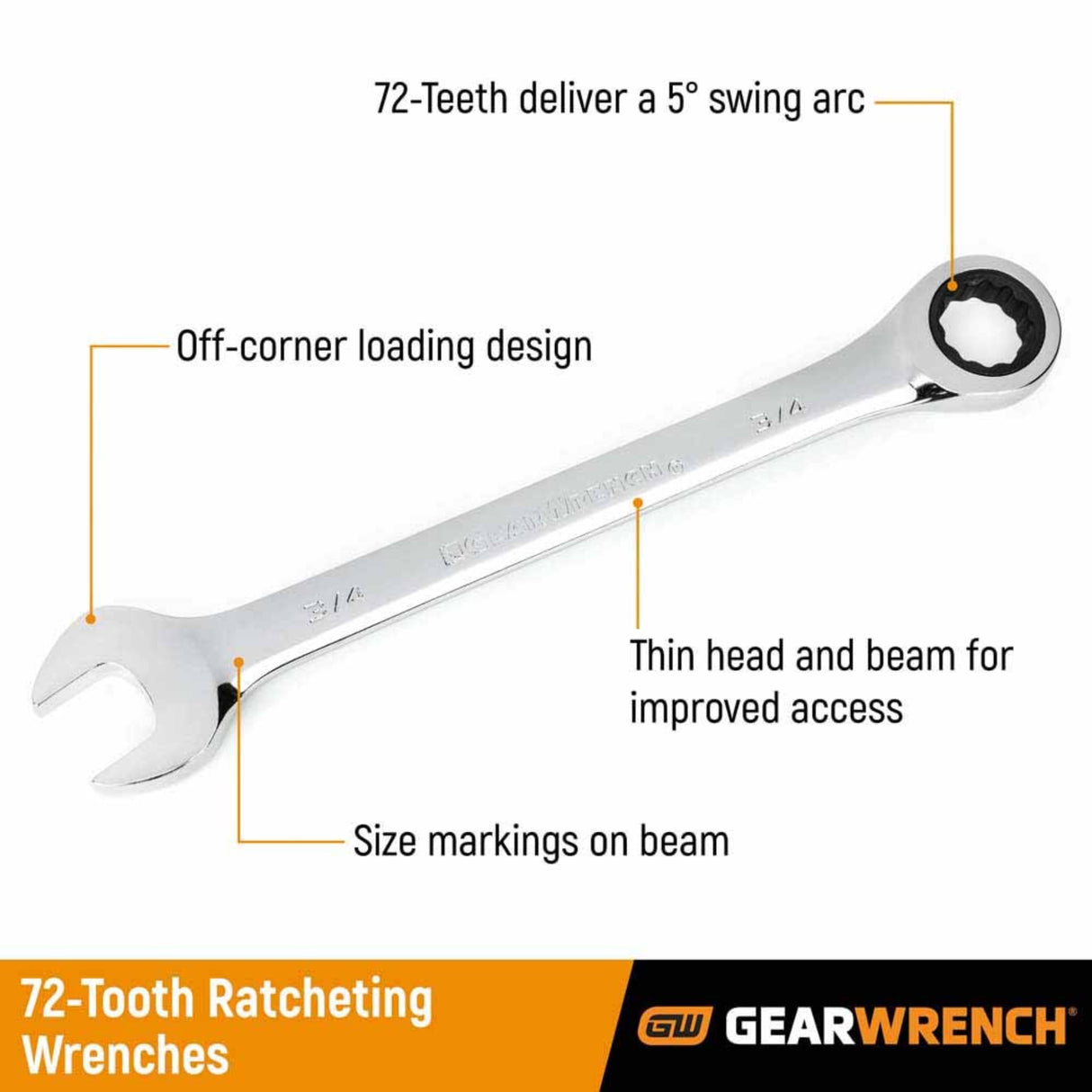 GearWrench 9312 13-Pc 72-Tooth 12-Point Ratcheting Combination Wrench Set — SAE