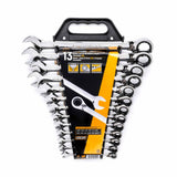 GearWrench 9509N 13-Pc 72-Tooth 12-Point Reversible Ratcheting Wrench Set — SAE 5/16" to 1"