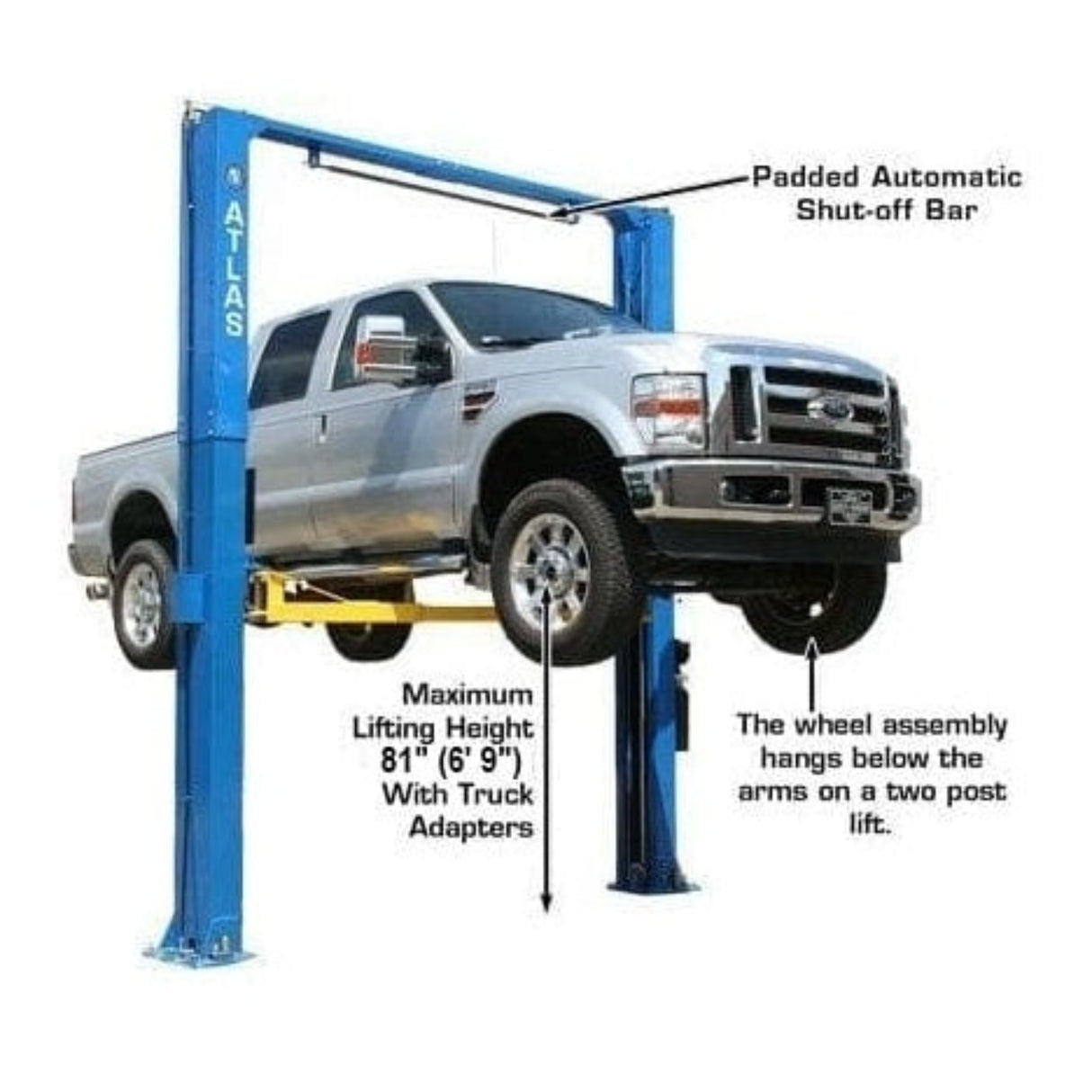 Atlas 12,000 lb. Heavy Duty 2-Post Lift w/ 3-Stage Arms