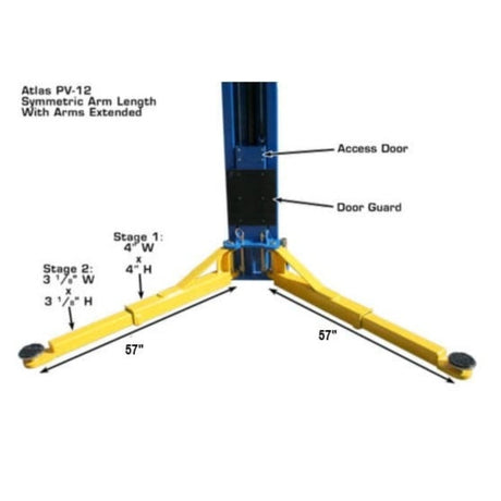 Atlas 12,000 lb. Heavy Duty 2-Post Lift w/ 3-Stage Arms
