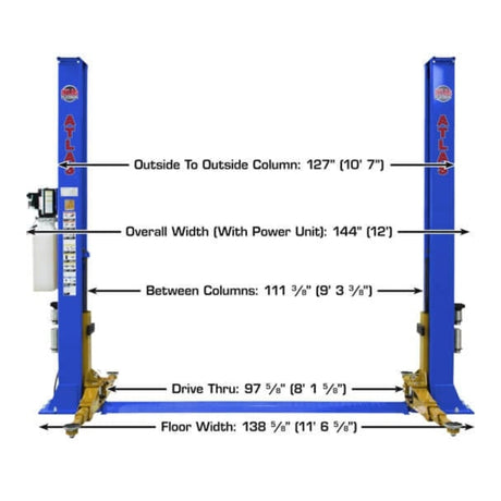 Atlas Platinum PVL9BP ALI Certified 9,000 lb Baseplate 2-Post Lift