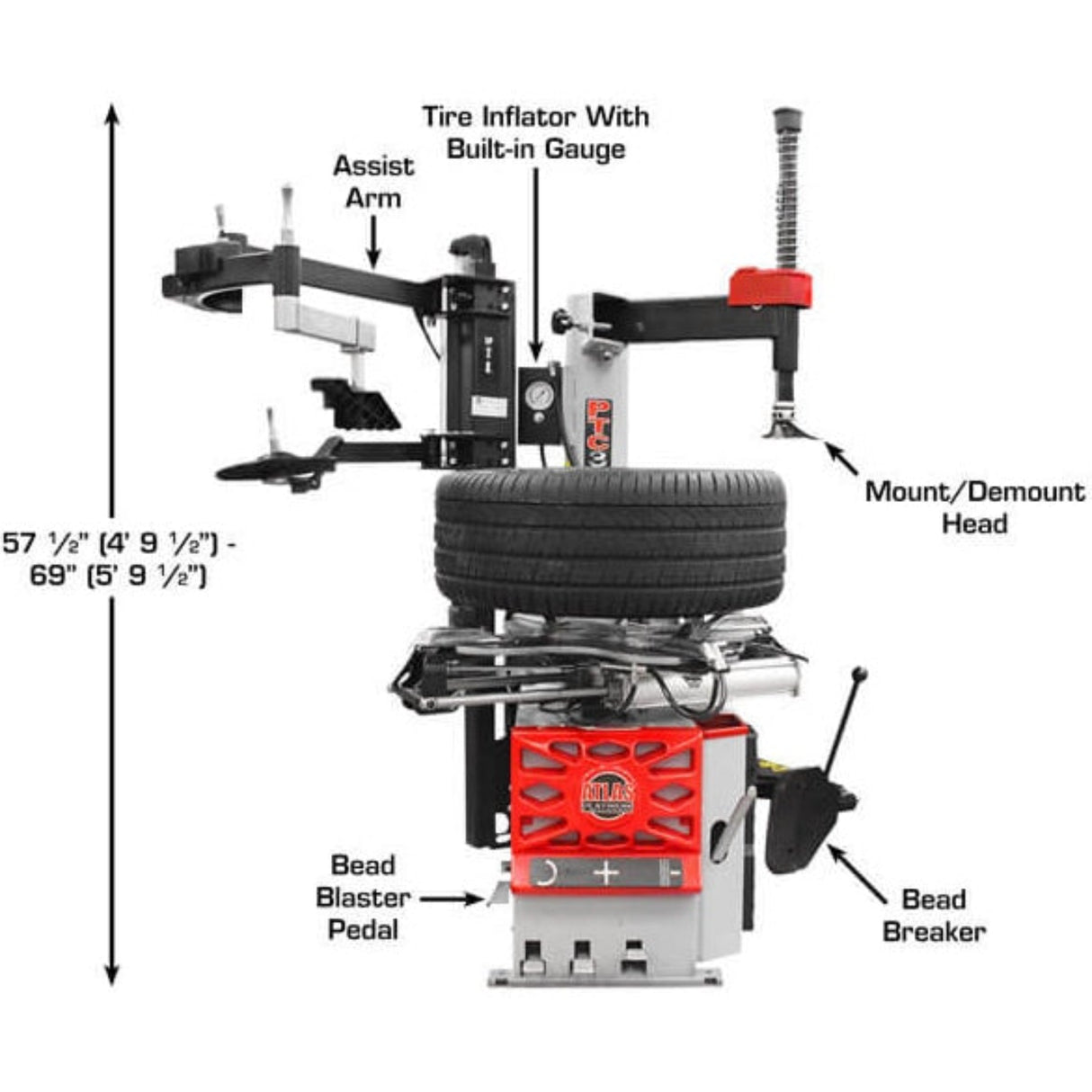 Atlas Platinum PTC300 Tire Changer & PWB90XL Wheel Balancer Combo Package