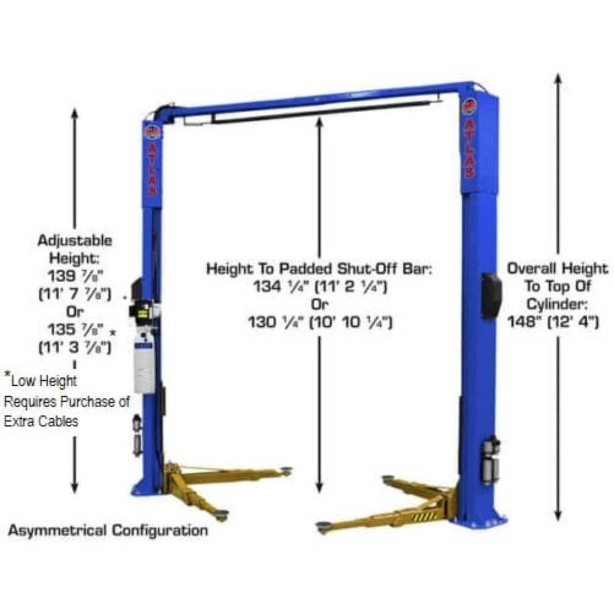 Atlas Platinum PVL10 ALI Certified 10,000 lb Overhead 2-Post Lift