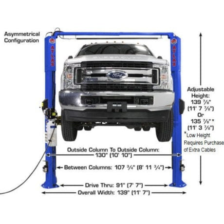 Atlas Platinum PVL10 ALI Certified 10,000 lb Overhead 2-Post Lift