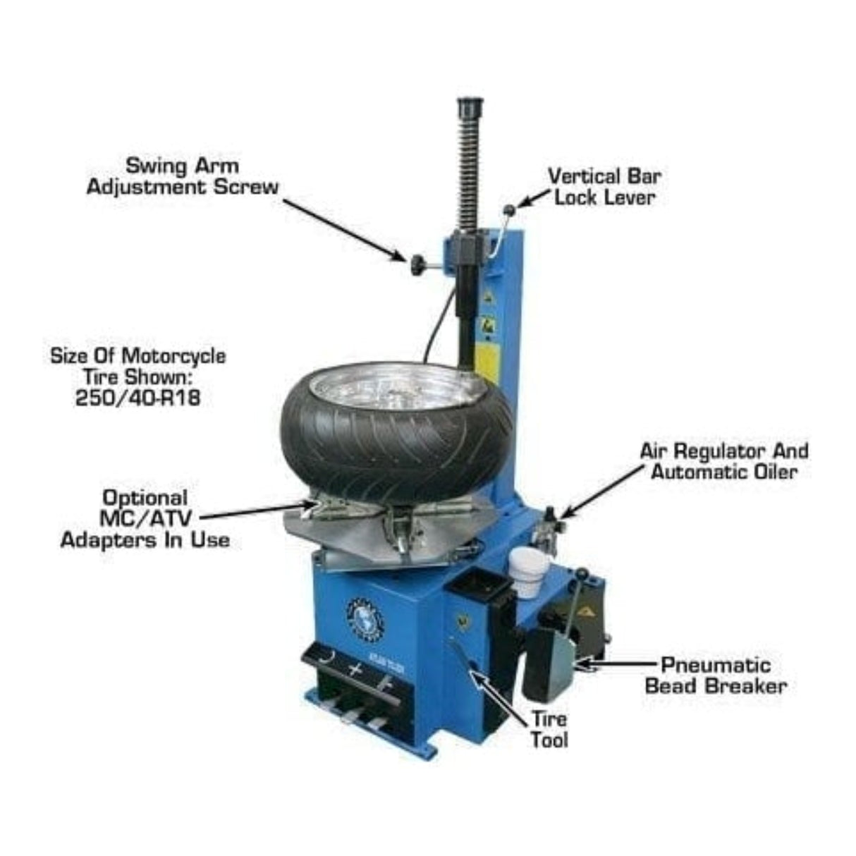 Atlas TC221 Tire Changer + WB11 Motorcycle Wheel Balancer Combo Package