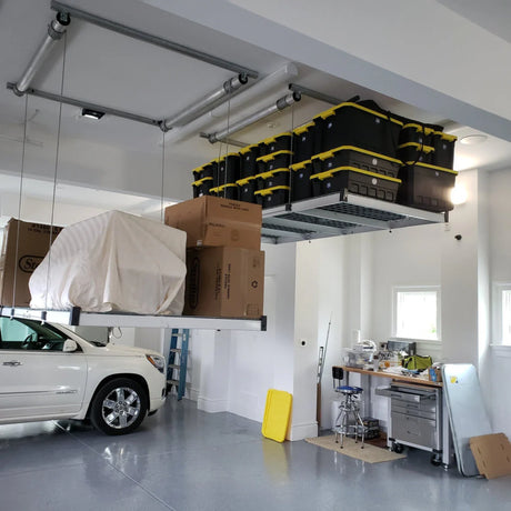 Auxx-Lift Motorized Overhead Garage Storage Lift – Up to 800 lb Ceiling Storage Platform with Wireless Remote, Assembled in USA