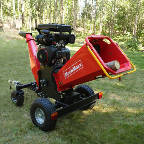 MechMaxx - 8” Drum Wood Chipper with 35HP 1000cc ZONSEN Gas Engine, Electric Start, 4-Wheel Commercial Chipper B200