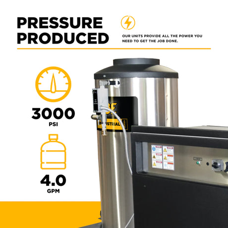 BE Power 3,000 PSI 460V Hot Water Pressure Washer