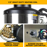 BE Power 2,300 PSI NG/LP Industrial Hot Water Pressure Washer with Baldor Single-Phase Motor