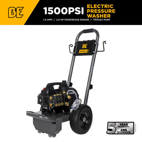 BE Power 1,500 PSI 1.6 GPM Workshop Electric Pressure Washer