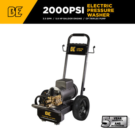 BE Power 2,000 PSI Electric Pressure Washer with Baldor 5.0 HP Motor
