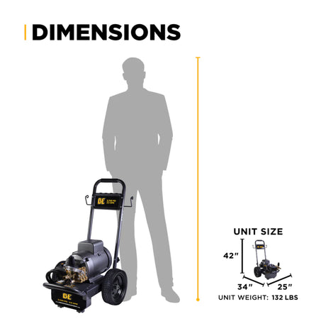 BE Power 2,700 PSI 3.5 GPM Commercial Electric Pressure Washer