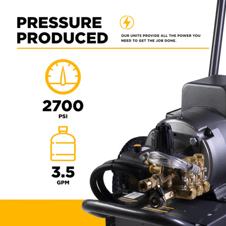 BE Power 2,700 PSI 3.5 GPM Commercial Electric Pressure Washer