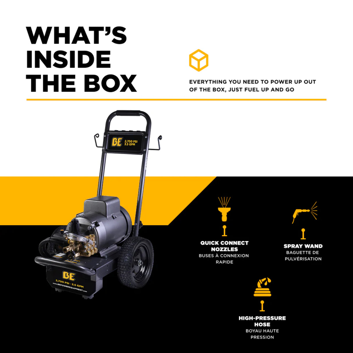 BE Power 2,700 PSI 3.5 GPM Commercial Electric Pressure Washer
