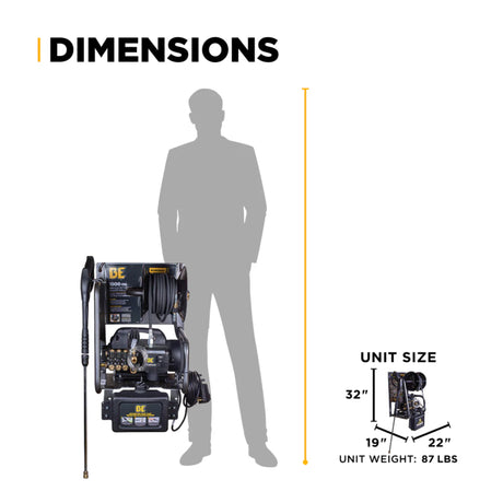 BE Power 1,500 PSI Electric Pressure Washer with Powerease & Triplex Pump