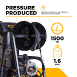 BE Power 1,500 PSI Electric Pressure Washer with Powerease & Triplex Pump