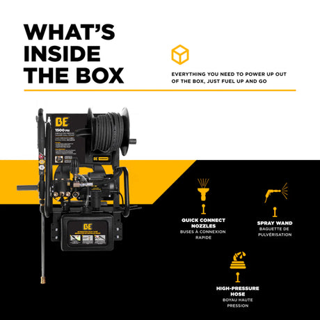 BE Power 1,500 PSI Electric Pressure Washer with Powerease & Triplex Pump